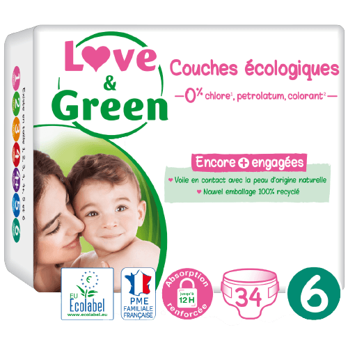 34 Couches Hypoallergéniques T6 +16kg